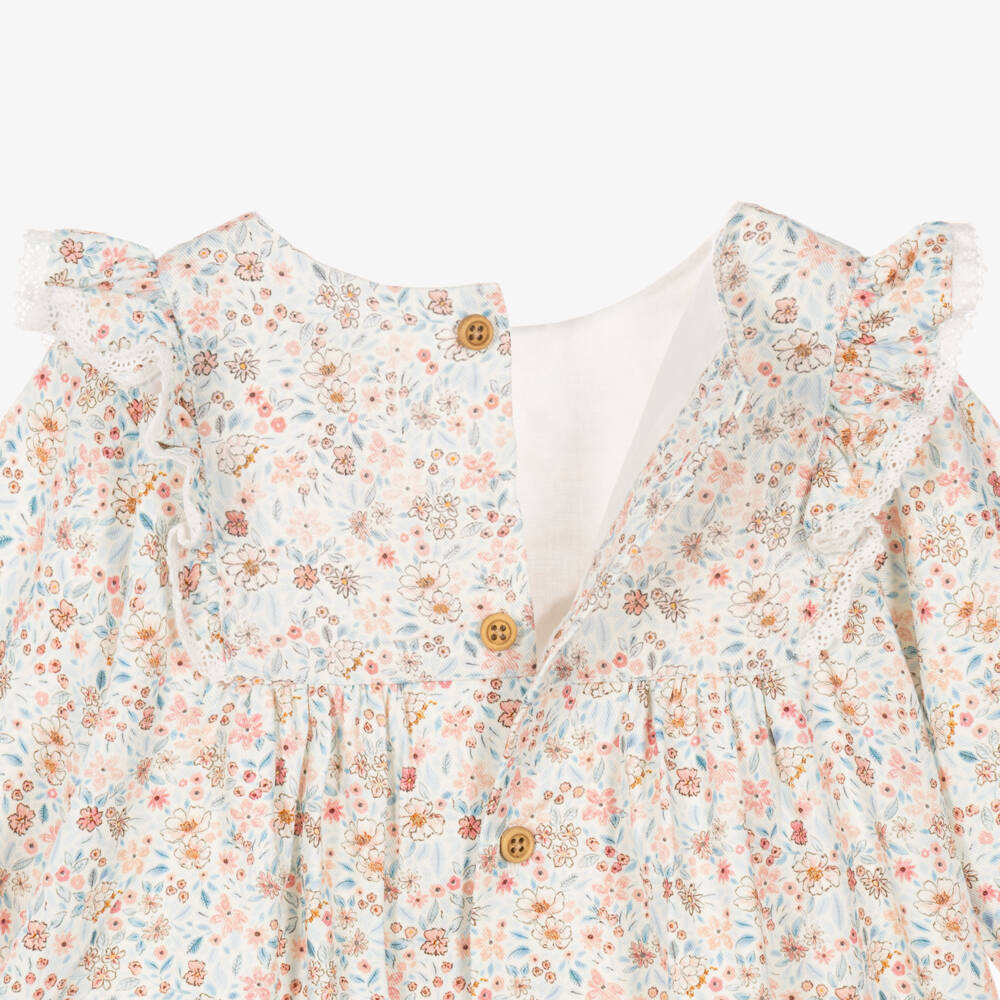 Tutto Piccolo-Girls Pale Pink & Blue Floral Dress Set | Childrensalon
