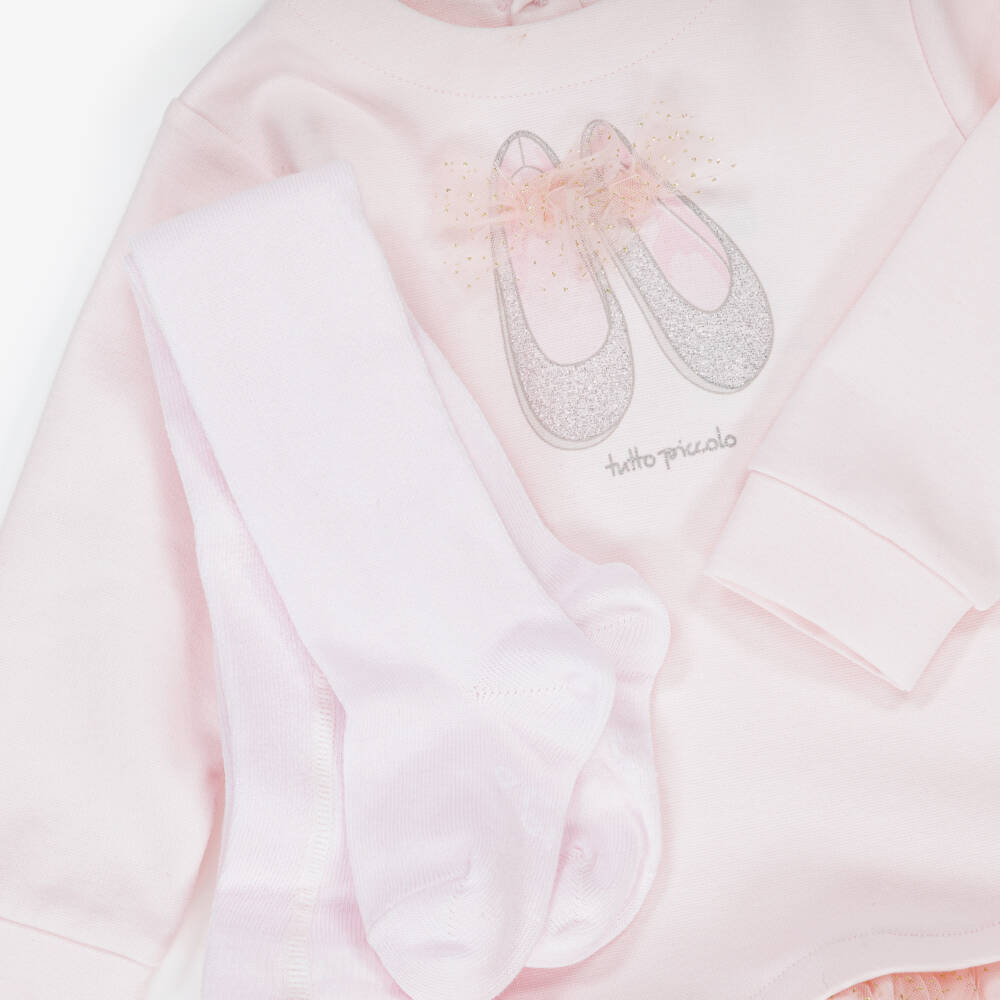 Tutto Piccolo-طقم فستان بطبعة حذاء باليرينا لون زهري فاتح للبنات | Childrensalon