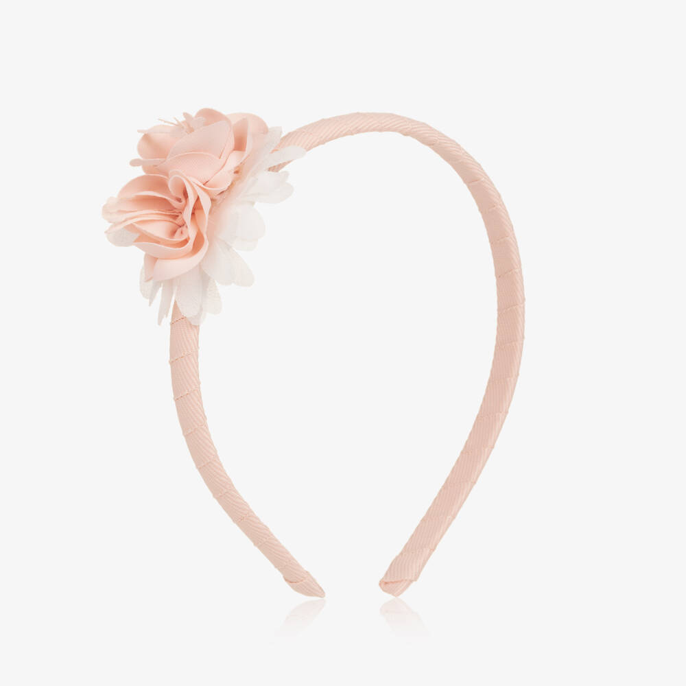 Tutto Piccolo-Girls Pale Pink Hairband with Flower Appliqué | Childrensalon