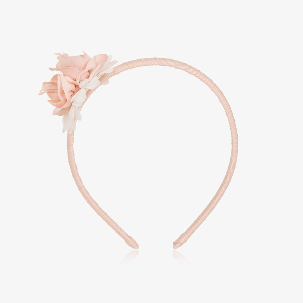 Tutto Piccolo-Girls Pale Pink Hairband with Flower Appliqué | Childrensalon