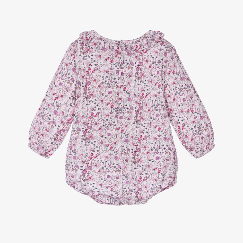 Tutto Piccolo-Girls Pink Floral Shortie & Tights Set | Childrensalon