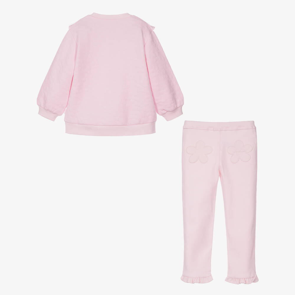Tutto Piccolo-Girls Pink Flower Leggings Set with Ruffles | Childrensalon