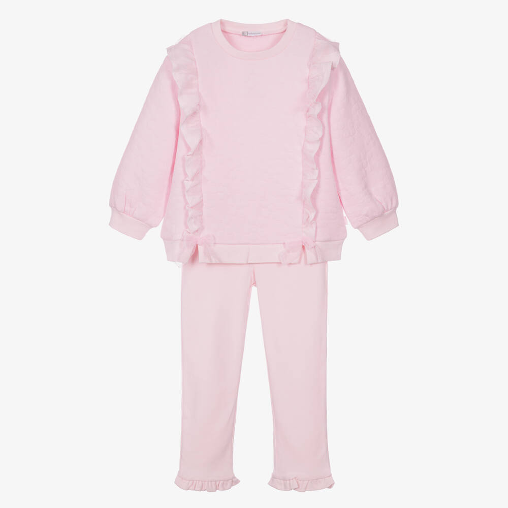 Tutto Piccolo-Girls Pink Flower Leggings Set with Ruffles | Childrensalon