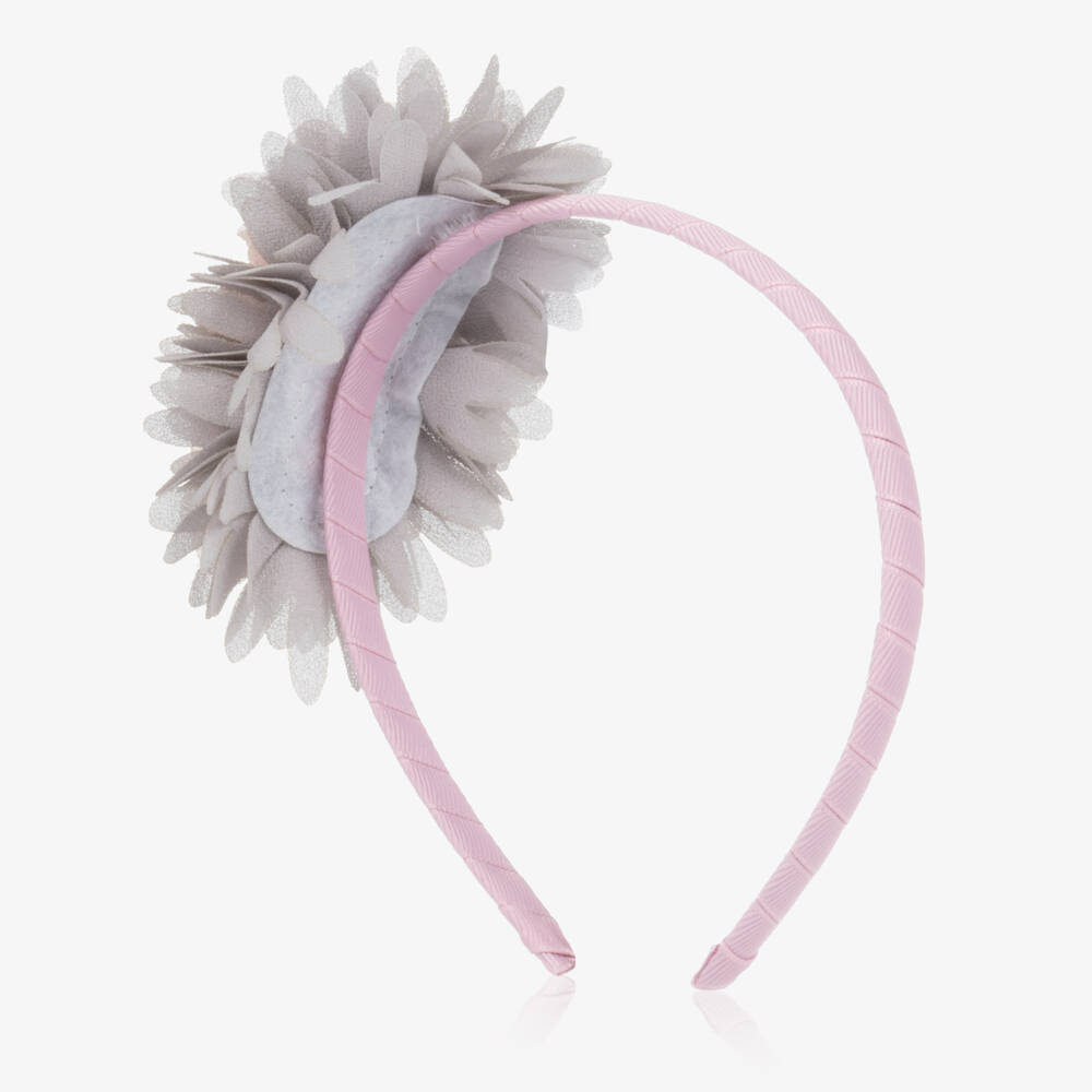 Tutto Piccolo-Girls Pink & Grey Flower Hairband | Childrensalon