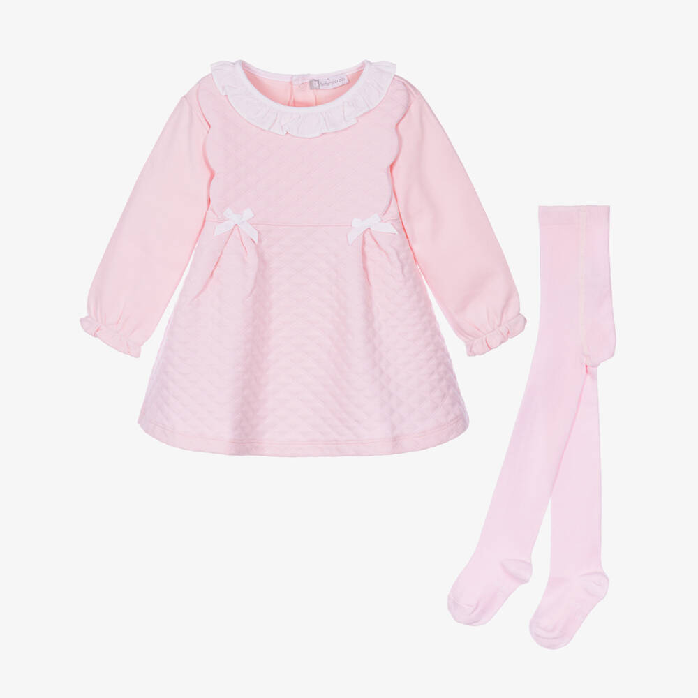 Tutto Piccolo-Girls Pink Jersey Dress & Tights Set  | Childrensalon