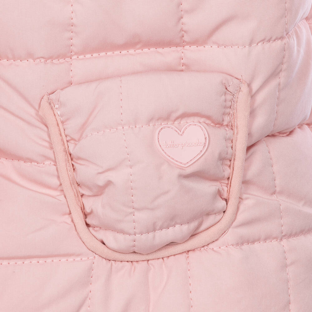 Tutto Piccolo-Girls Pink Quilted Jacket with Collar | Childrensalon