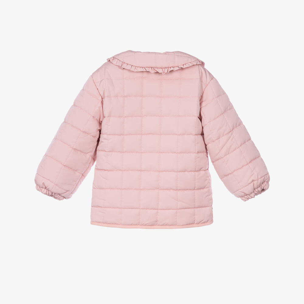 Tutto Piccolo-Girls Pink Quilted Jacket with Collar | Childrensalon