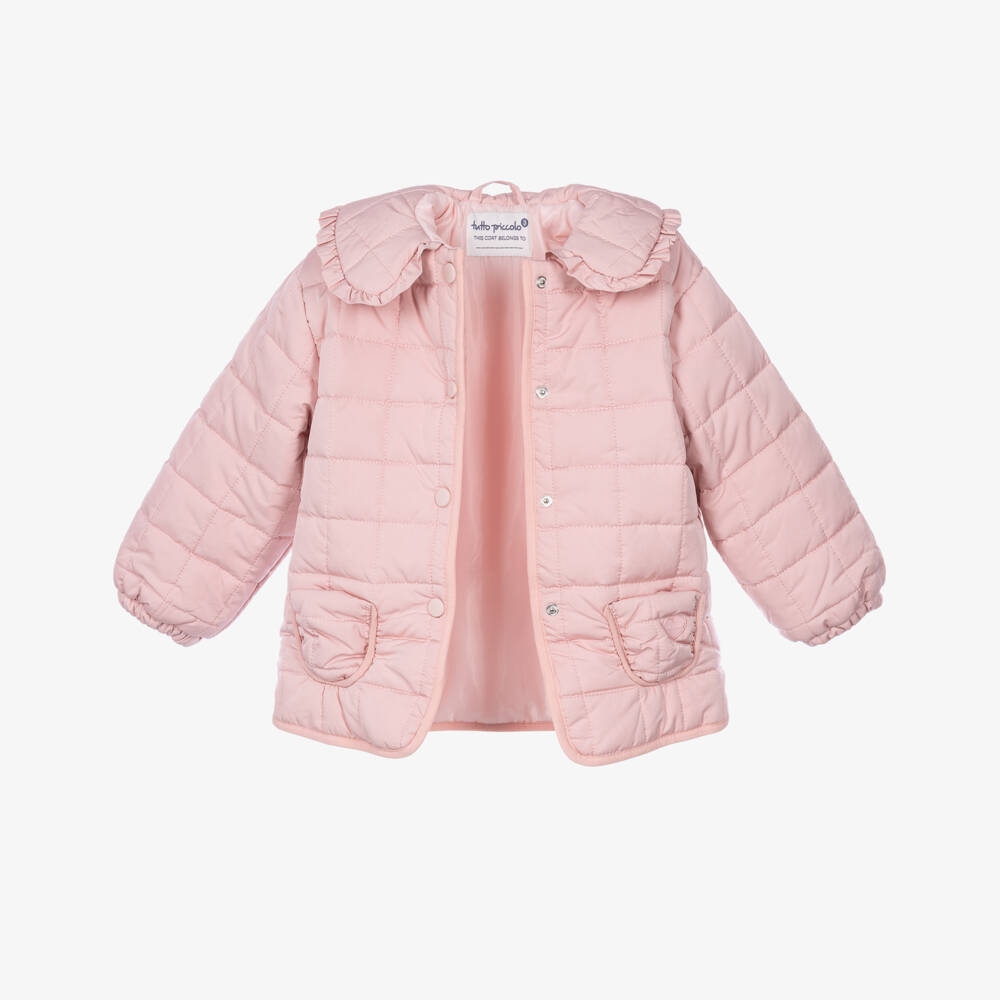 Tutto Piccolo-Girls Pink Quilted Jacket with Collar | Childrensalon