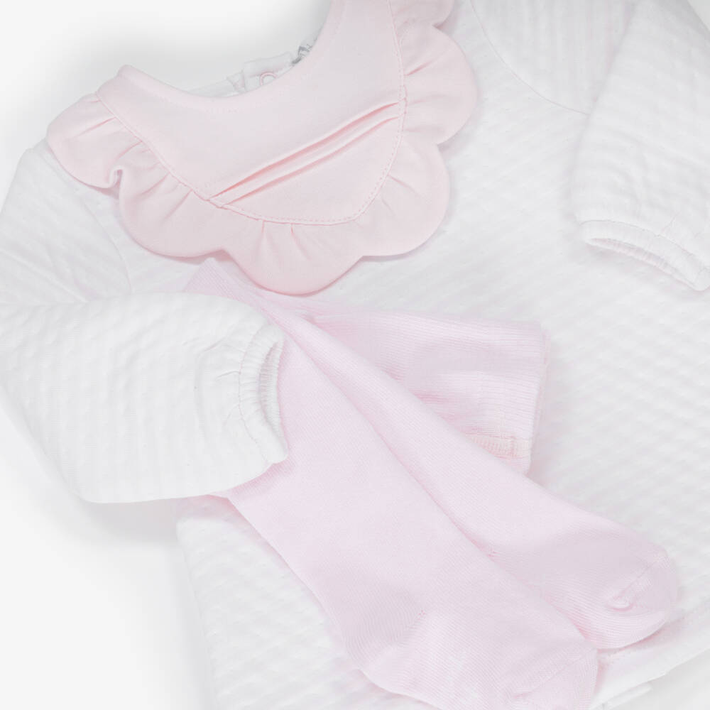 Tutto Piccolo-Girls Pink Stripe Cotton Jersey Dress & Tights Set  | Childrensalon