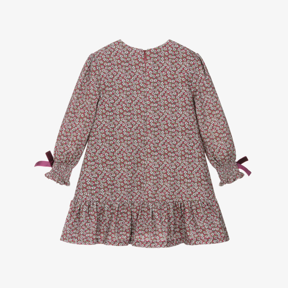 Tutto Piccolo-Girls Red Floral Needlecord Dress Set | Childrensalon