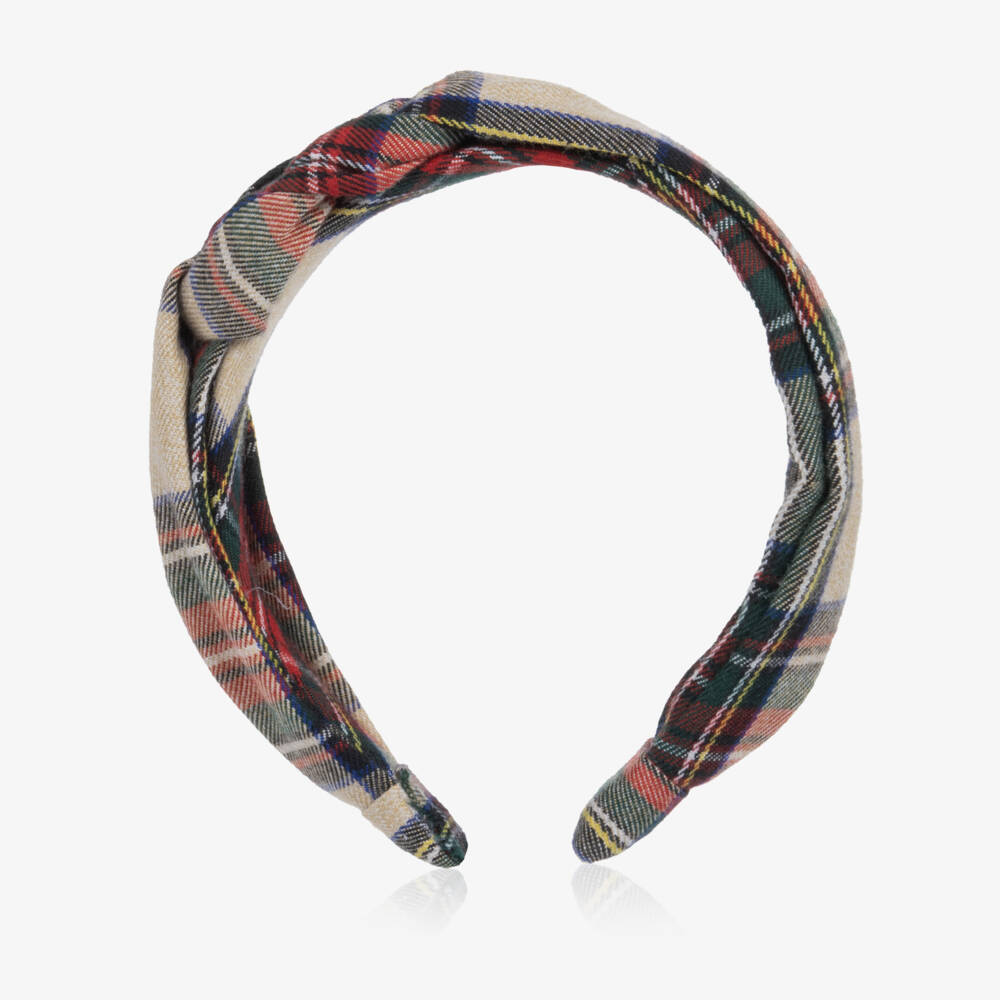 Tutto Piccolo-Girls Red & Green Tartan Headband | Childrensalon