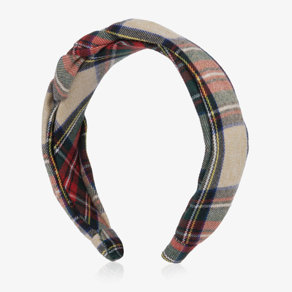 Tutto Piccolo-Girls Red & Green Tartan Headband | Childrensalon