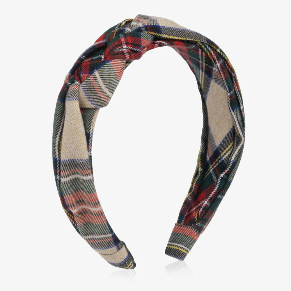 Tutto Piccolo-Girls Red & Green Tartan Headband | Childrensalon