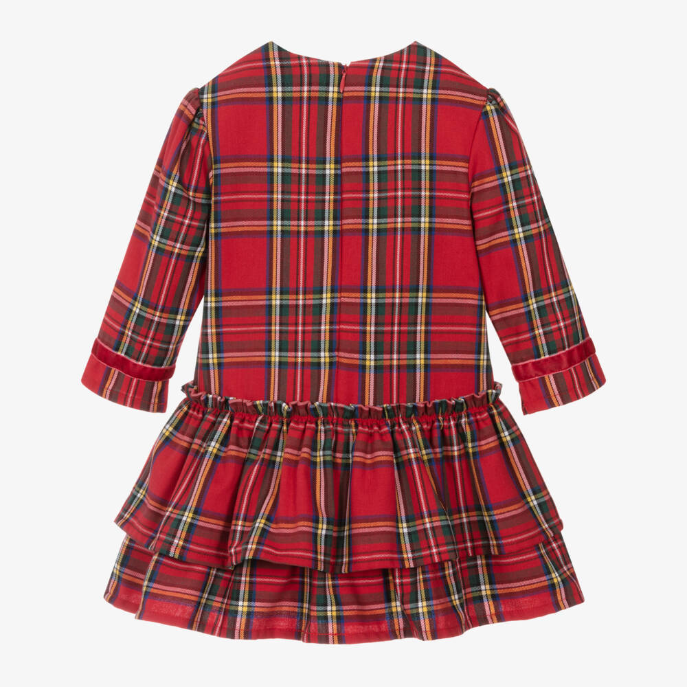Tutto Piccolo-Girls Red Tartan Cotton Twill Dress & Tights | Childrensalon