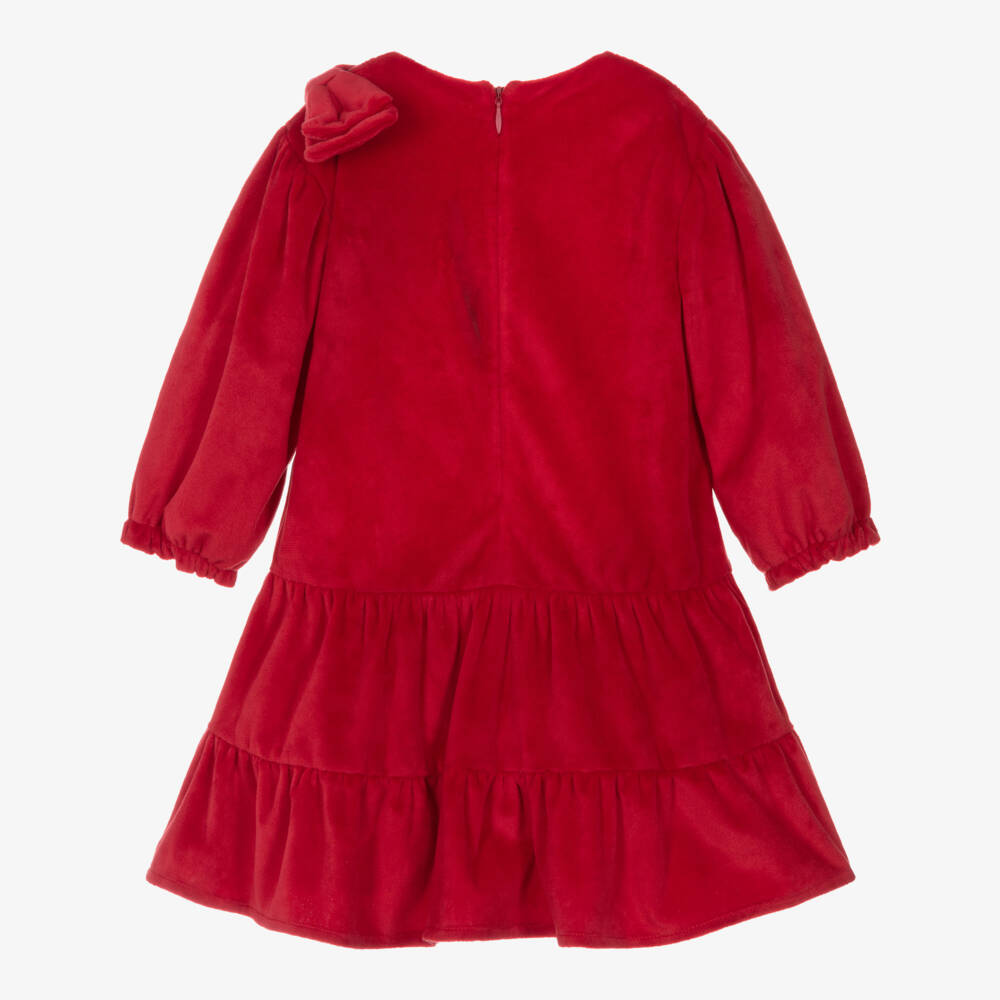 Tutto Piccolo-Платье красное велюровое с бантом и колготки для девочек | Childrensalon