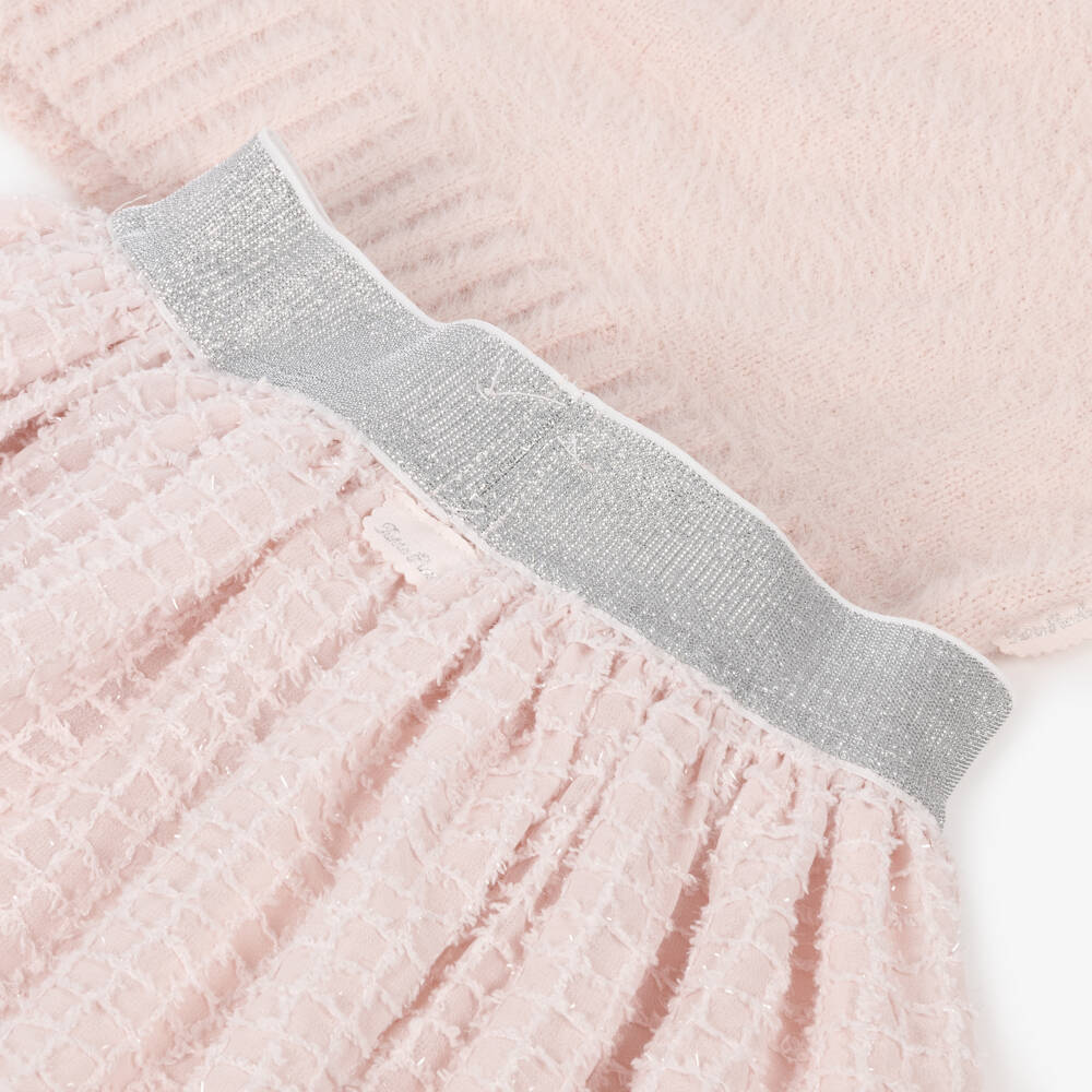 Tutto Piccolo-Girls Shimmery Pink Sweater & Skirt Set | Childrensalon