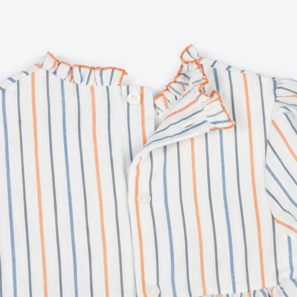 Tutto Piccolo-Girls White Sailor-Style Trouser Set with Striped Top | Childrensalon