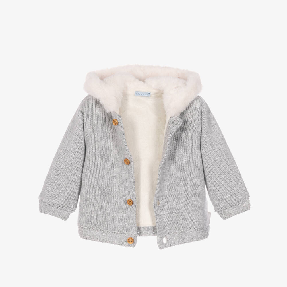 Tutto Piccolo-Grey Knitted Pram Coat for Baby | Childrensalon