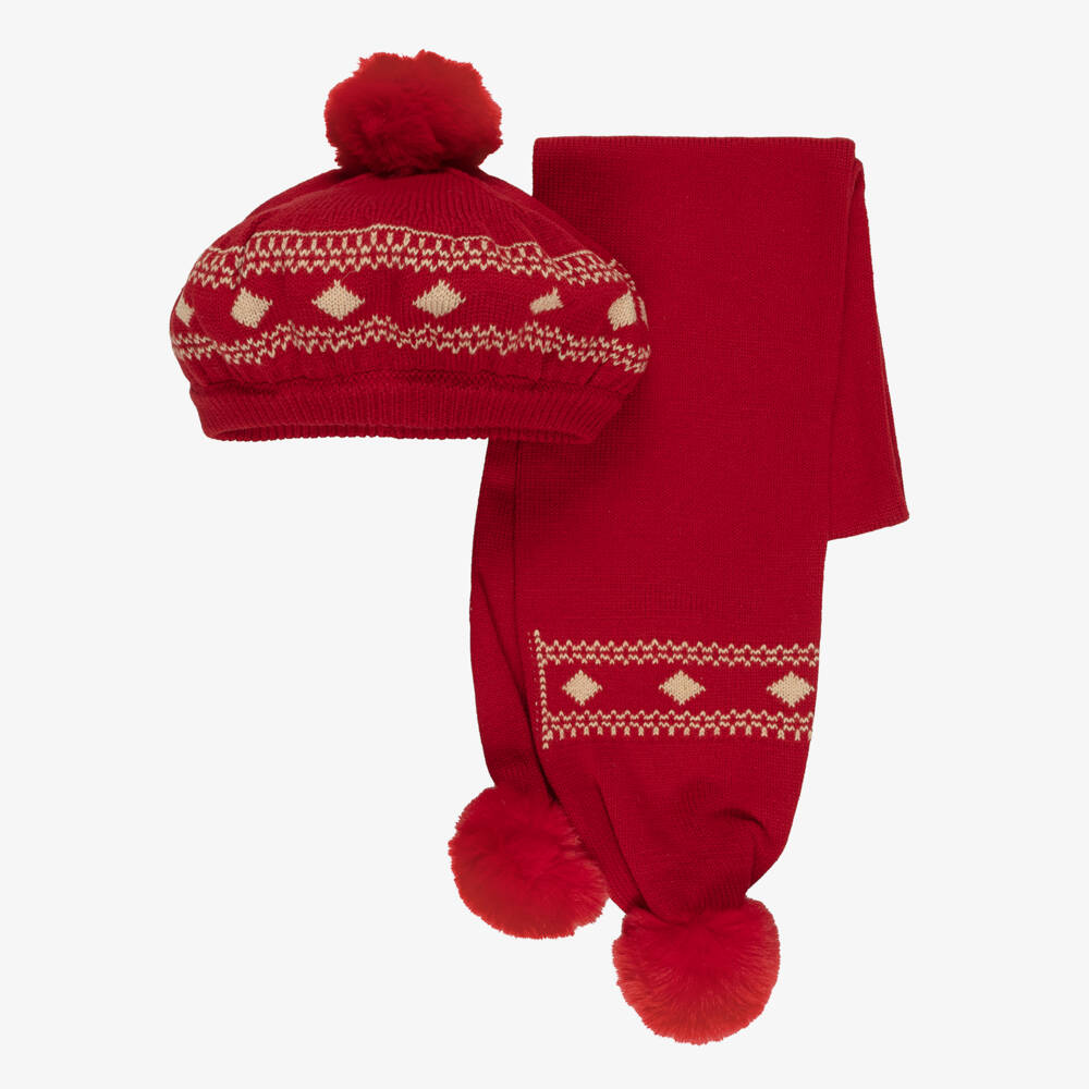 Tutto Piccolo-Knitted Red Beret & Scarf Set for Girls | Childrensalon