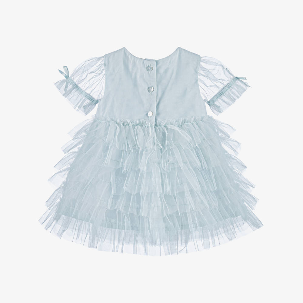 Tutu du Monde-Baby Girls Diamond Drift Blue Tulle Dress with Sparkles | Childrensalon
