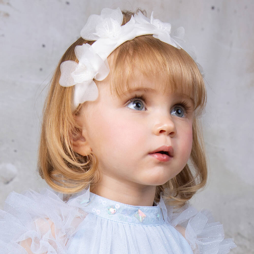 Tutu du Monde-Baby Girls Ivory Embroidered Organza Flower Headband | Childrensalon