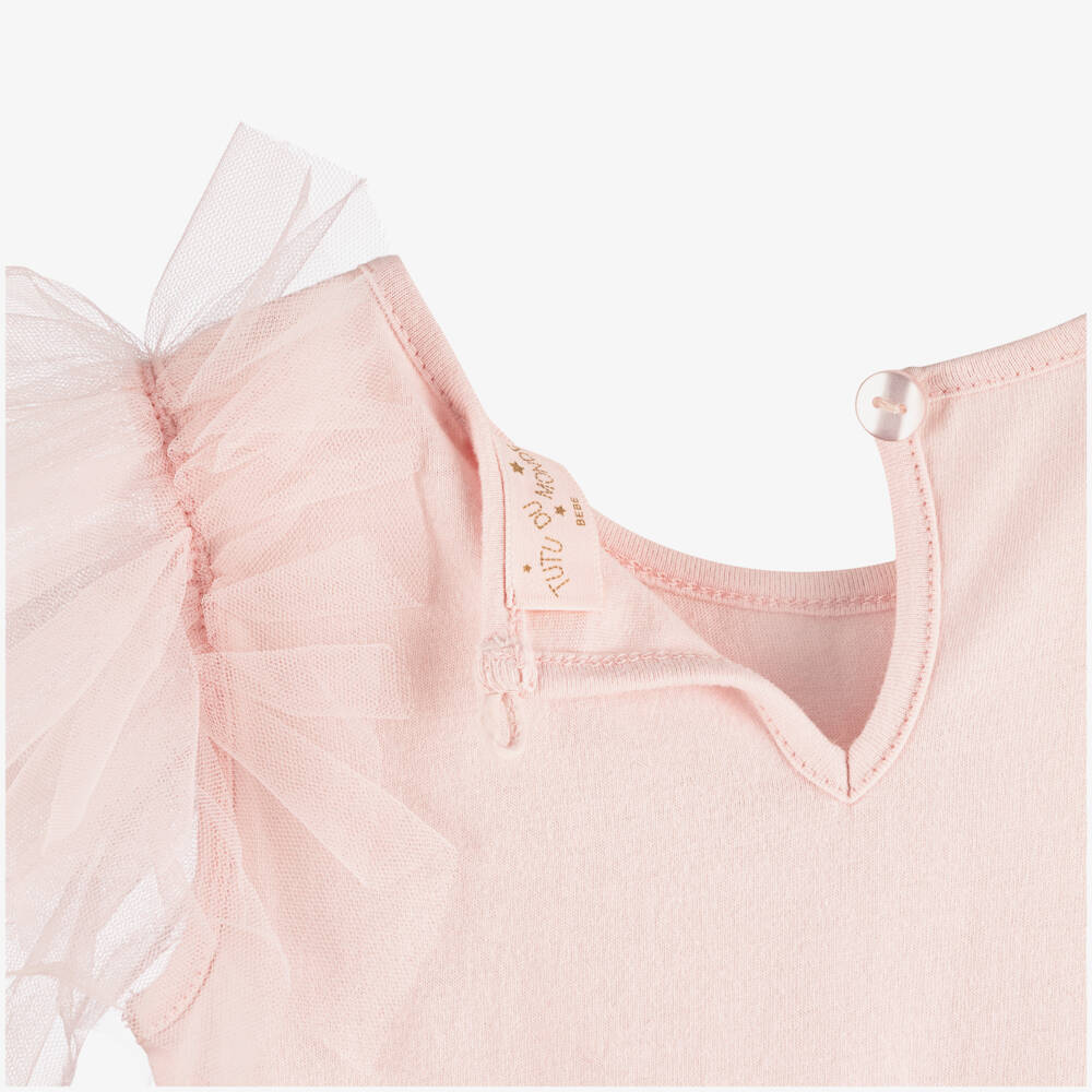 Tutu du Monde-Baby Girls Pale Pink Tulle Dress with Beads & Sequin Flowers | Childrensalon