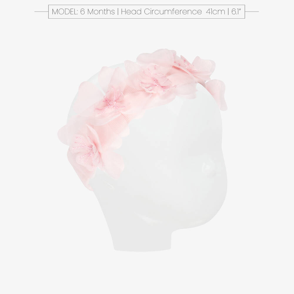 Tutu du Monde-Baby Girls Pink Embroidered Organza Flower Headband | Childrensalon