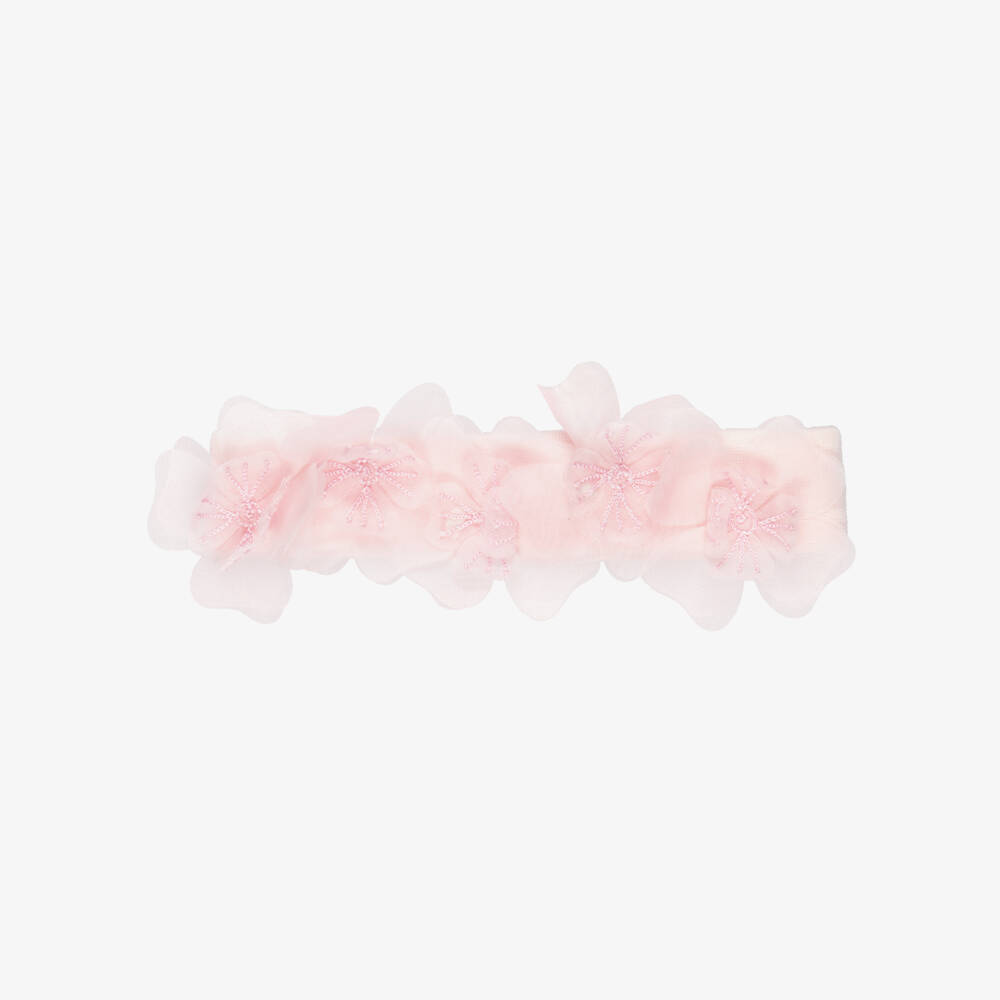 Tutu du Monde-Baby Girls Pink Embroidered Organza Flower Headband | Childrensalon