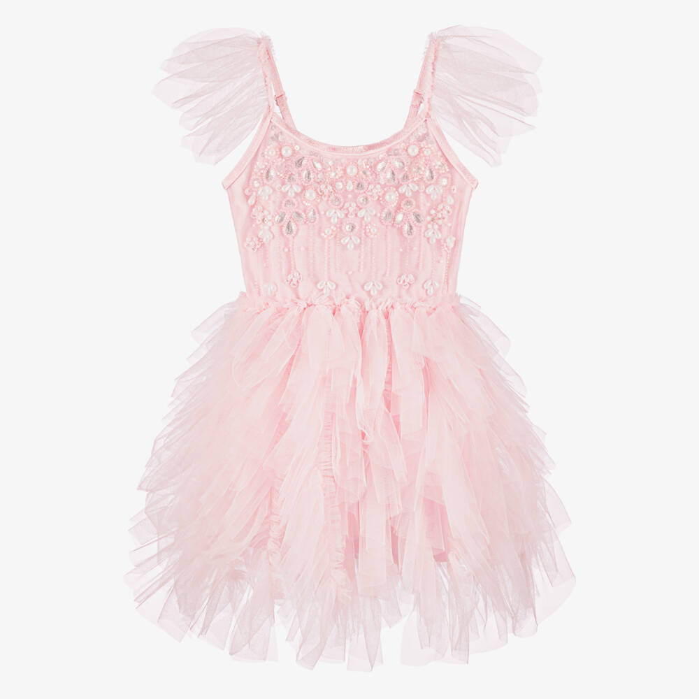 Tutu du Monde-Baby Girls Pink Jewelled Ruffle Tulle Dress | Childrensalon
