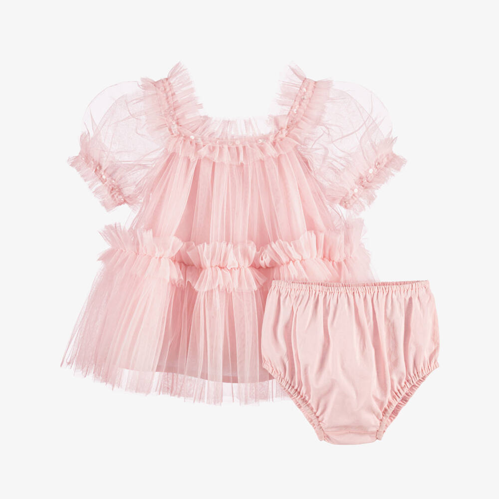 Tutu du Monde-Baby Girls Pink Tulle Dress with Sparkly Ruffles | Childrensalon