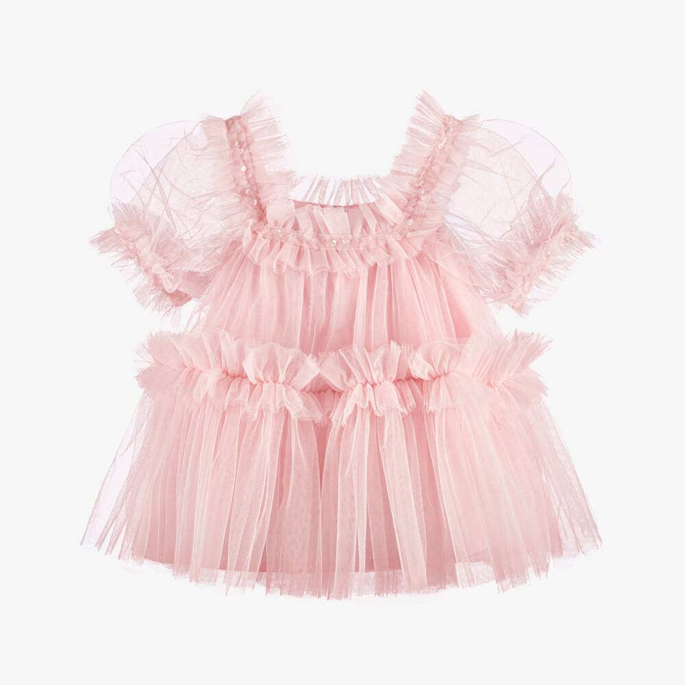 Tutu du Monde-Baby Girls Pink Tulle Dress with Sparkly Ruffles | Childrensalon