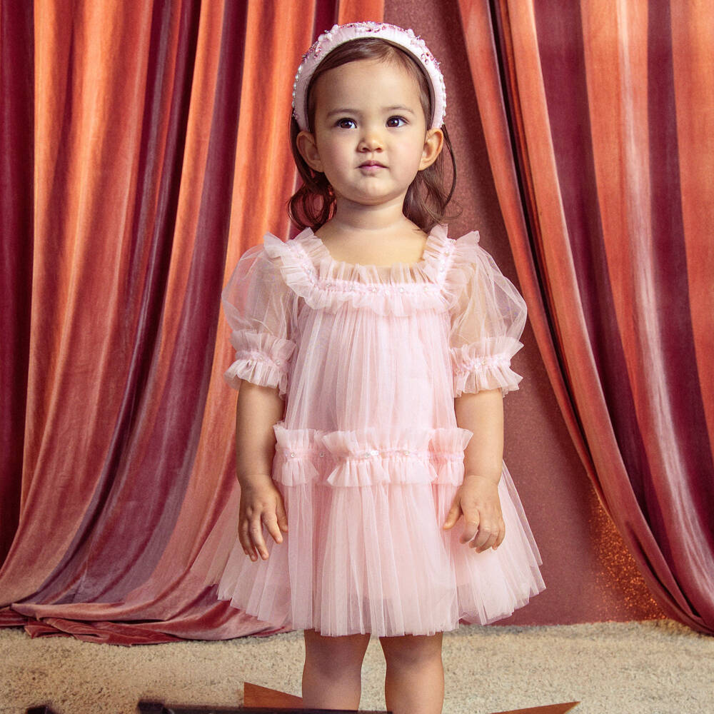 Tutu du Monde-Baby Girls Pink Tulle Dress with Sparkly Ruffles | Childrensalon