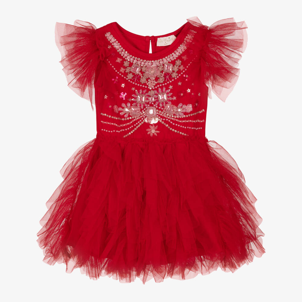 Tutu du Monde-Baby Girls Red Tulle Dress with Crystal Beads & Sequins | Childrensalon