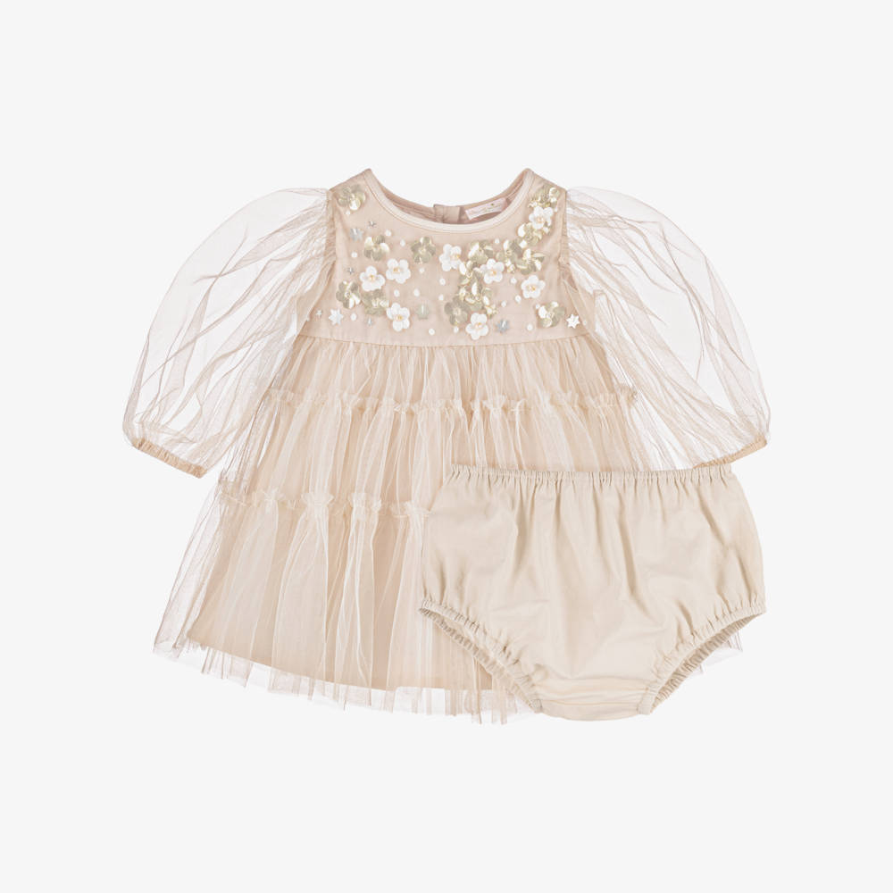 Tutu du Monde-Baby Girls Starlet Slopes Beige Tulle Dress | Childrensalon