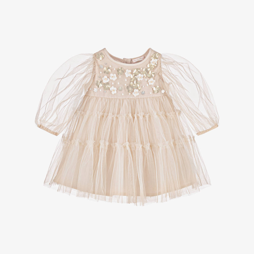 Tutu du Monde-Baby Girls Starlet Slopes Beige Tulle Dress | Childrensalon