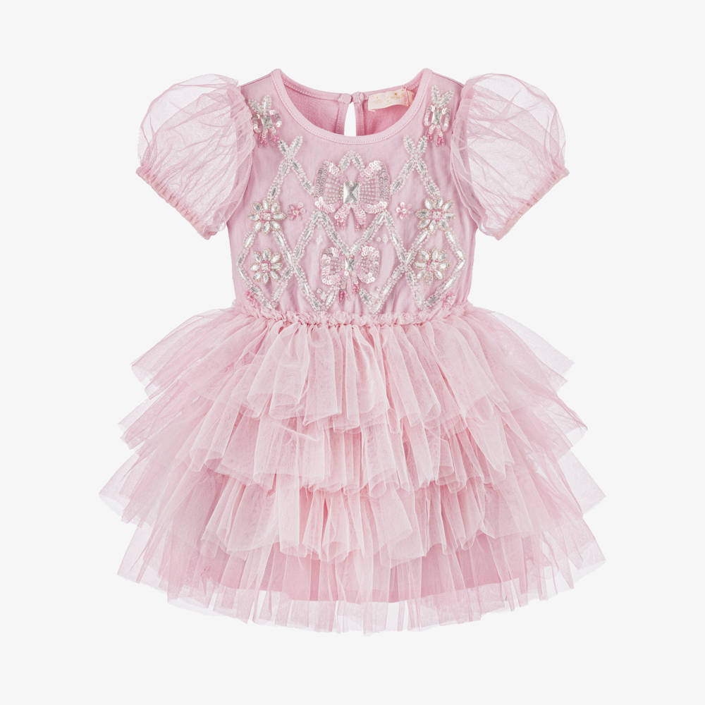 Tutu du Monde-Baby Girls Sugar Snow Pink Tulle Dress with Sparkles | Childrensalon