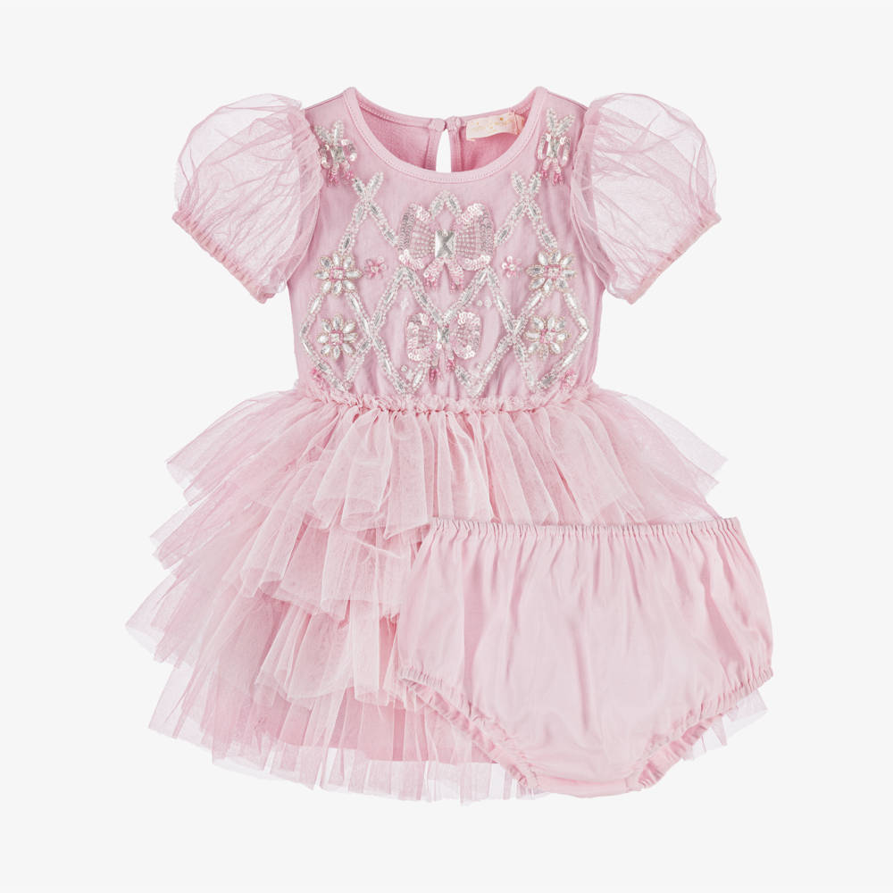 Tutu du Monde-Baby Girls Sugar Snow Pink Tulle Dress with Sparkles | Childrensalon