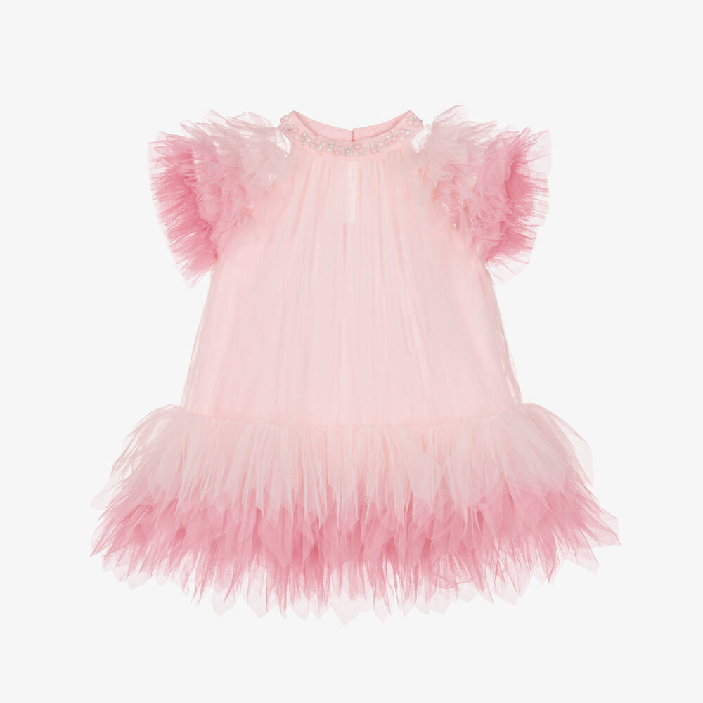Tutu du Monde-Baby Girls Three-Tone Pink Tulle Dress | Childrensalon