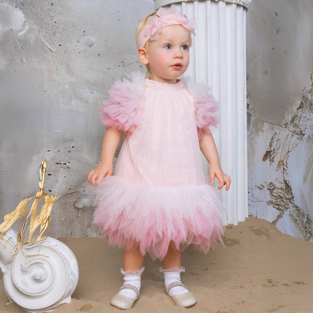 Tutu du Monde-Baby Girls Three-Tone Pink Tulle Dress | Childrensalon