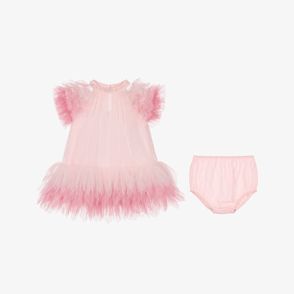 Tutu du Monde-Baby Girls Three-Tone Pink Tulle Dress | Childrensalon