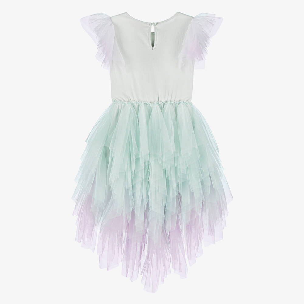 Tutu du Monde-Girls Aqua Blue & Lilac Embellished Tulle Dress | Childrensalon