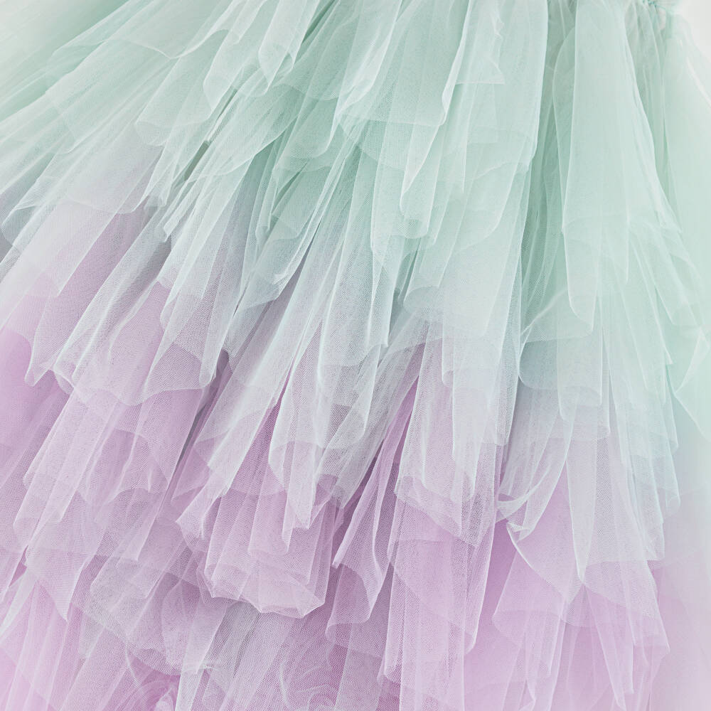 Tutu du Monde-Girls Aqua Blue & Lilac Embellished Tulle Dress | Childrensalon