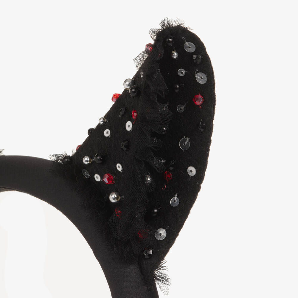 Tutu du Monde-Girls Black Embellished Ear Hairband | Childrensalon