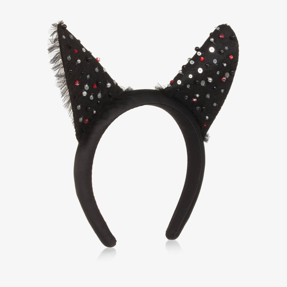 Tutu du Monde-Girls Black Embellished Ear Hairband | Childrensalon