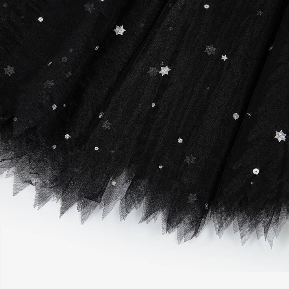 Tutu du Monde-Girls Black Sequinned Tulle Hooded Halloween Cape | Childrensalon