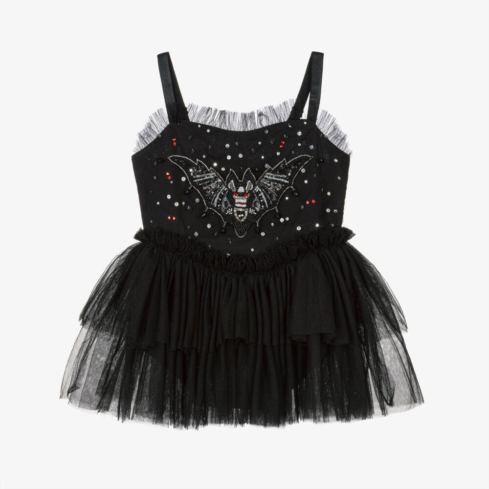 Tutu du Monde-Girls Black Tulle Tutu Dress with Sparkling Bat Motif | Childrensalon