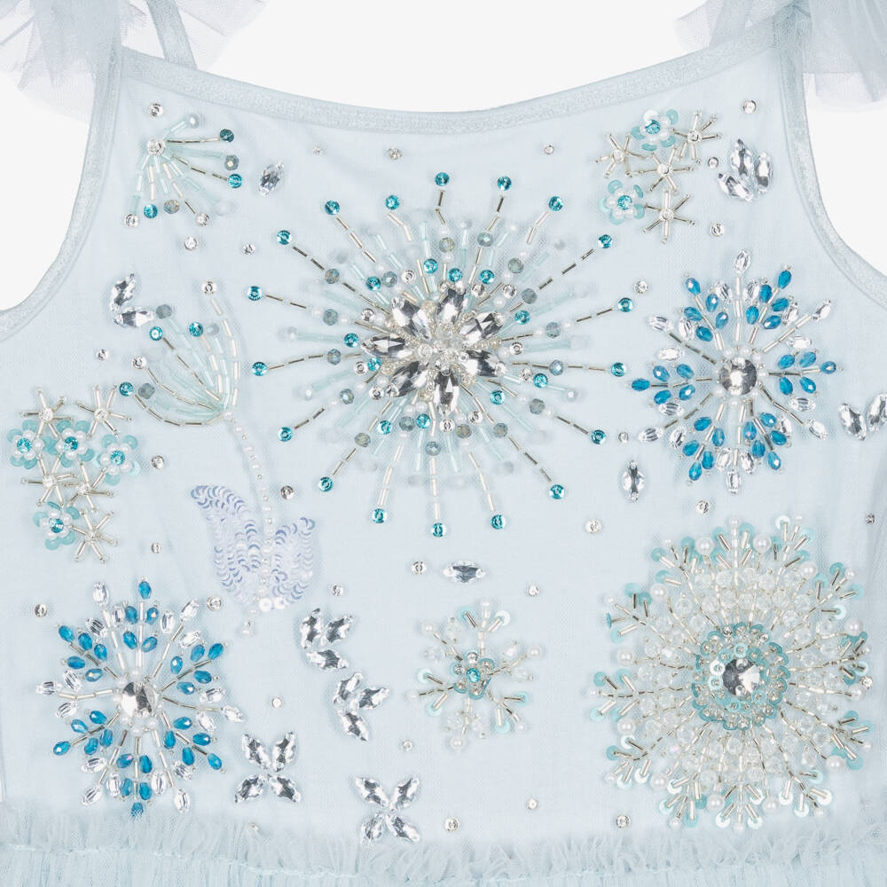 Tutu du Monde-Girls Blue Beaded Ruffle Tulle Dress | Childrensalon