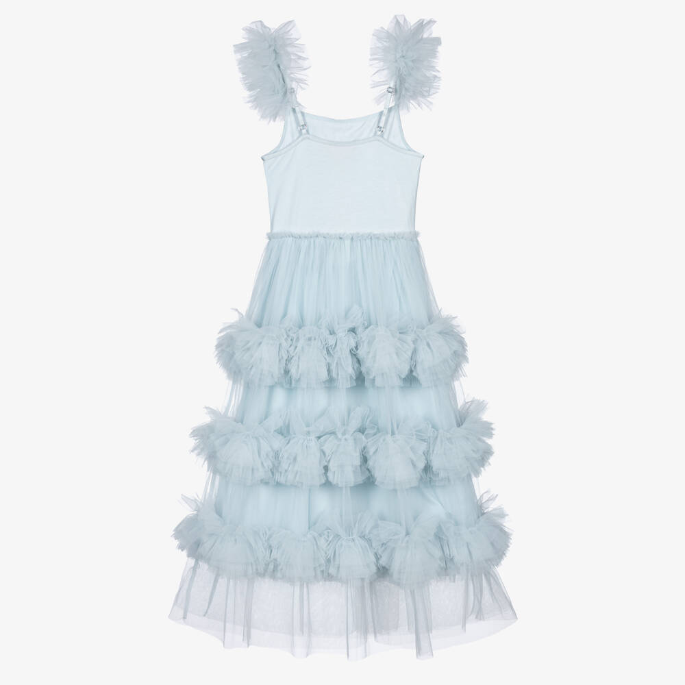 Tutu du Monde-Girls Blue Beaded Ruffle Tulle Dress | Childrensalon