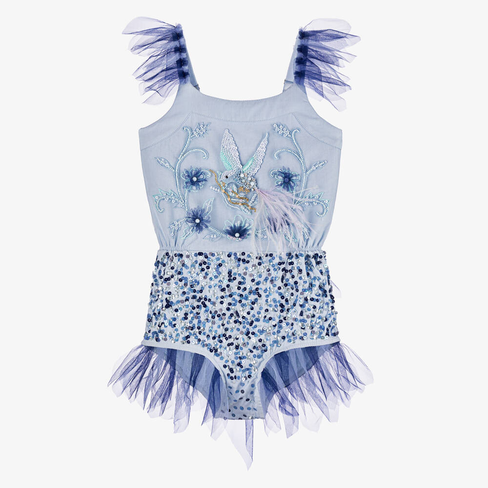 Tutu du Monde-Girls Blue Bluebird Onesie Costume | Childrensalon