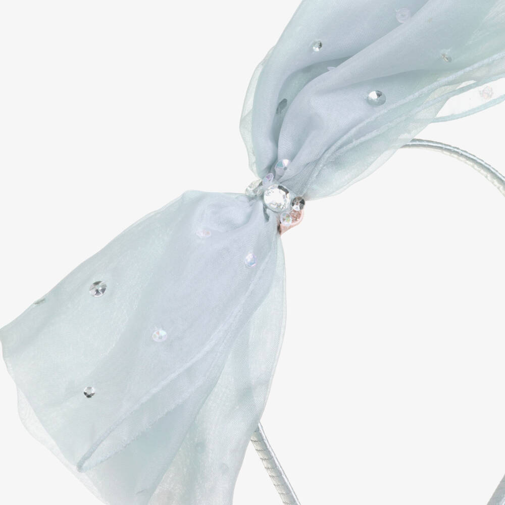 Tutu du Monde-Girls Blue Organza Bow Hairband with Sequins | Childrensalon